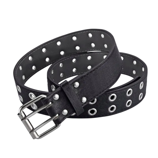 Cinto de PU com fivela de liga 110 x 3,8 cm Cinto de moda com furos duplos Acessório unissexo elegante e resistente para calças e vestidos