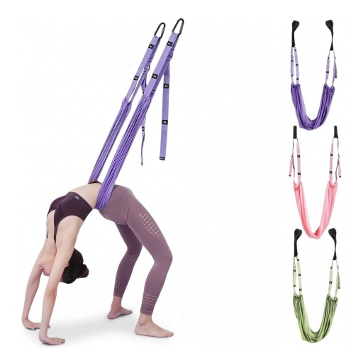 Cinto de yoga para portas 150 x 68 cm faixa elástica com alças ajustáveis e dupla fixação para alongamento das costas e pernas em fitness