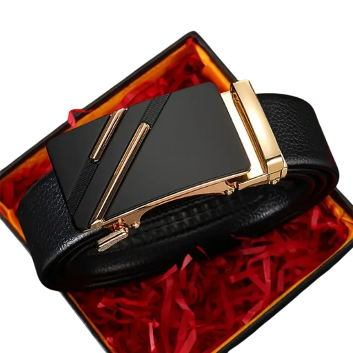 Cinto masculino de PU 120 x 3,5 cm Fivela automática Cinto elegante para calças Tamanho ajustável Acessório de moda estiloso para homens