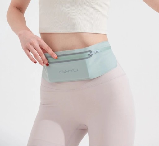 Cintura da corsa sportiva con due tasche e apertura per auricolari, zip per cellulare, corsa, escursionismo, ciclismo, leggera e comoda da indossare