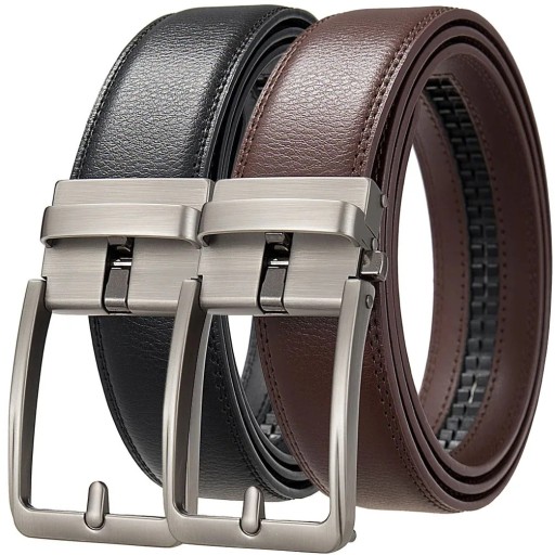 Cintura da uomo in vera pelle di mucca con fibbia automatica Cintura in pelle elegante Accessorio di moda di alta qualità per abito