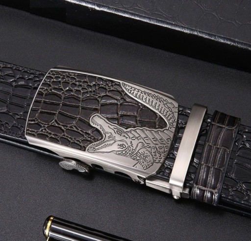 Cintura in pelle da uomo con coccodrillo L428