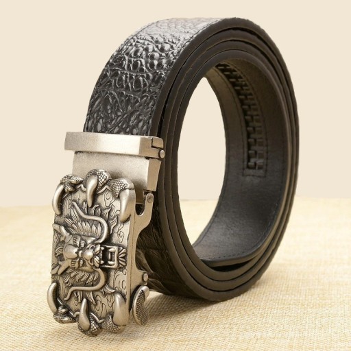 Cintura in pelle da uomo con drago L392