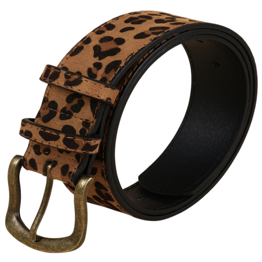 Cintura moda donna 105 x 3,7 cm con fibbia in metallo in PU pelle motivo leopardato accessorio elegante per abiti, jeans e cappotti design raffinato