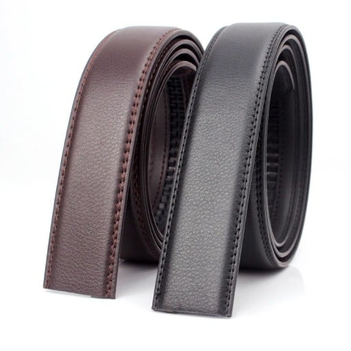 Cintura senza fibbia 3,5 cm per fibbie automatiche Cintura da uomo in PU pelle Cintura elegante e liscia Lunghezza regolabile Cintura