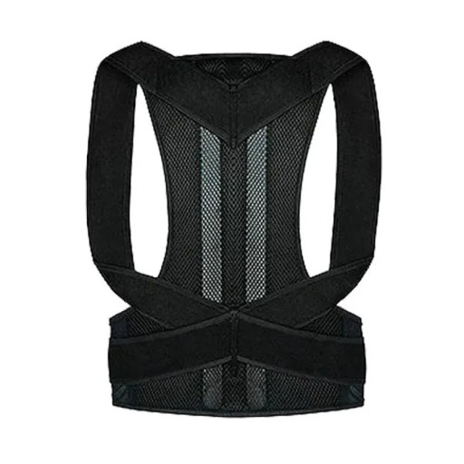 Cinturón corrector de postura para adultos, color negro sólido, soporte ortopédico para columna vertebral, alivio del dolor de espalda y hombros.
