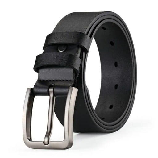 Cinturón de hombre fabricado en piel sintética resistente con hebilla de metal Ancho 3,8 cm Cinturón de pantalón elegante Cinturón