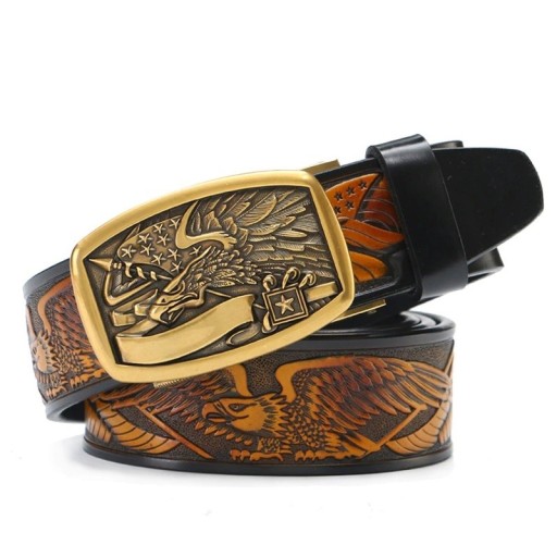 Cinturón de piel para hombre con águila L481