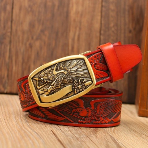 Cinturón de piel para hombre con águila L481