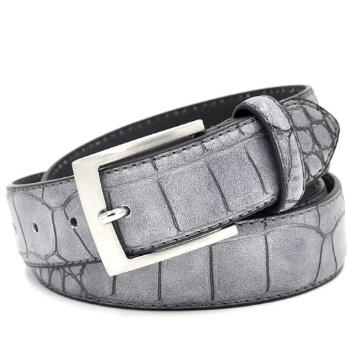Cinturón de piel para hombre con estampado de cocodrilo