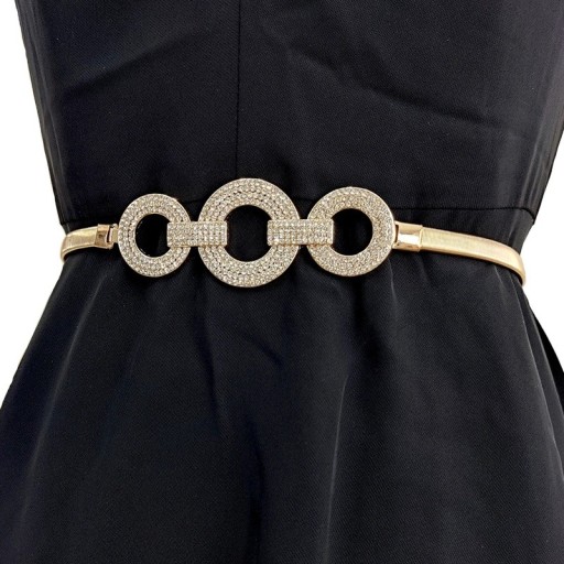 Cinturón elástico de moda 76 cm Cinturón de mujer brillante con gemas Elegante accesorio de cintura para vestidos, túnicas, faldas Moda social