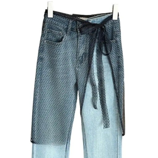 Cinturón envolvente de tul con encaje de 74 x 55 cm Falda transparente con estampado de lunares Superposición sobre pantalón Elegante accesorio