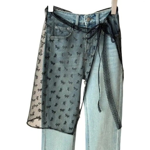 Cinturón envolvente de tul con encaje de 74 x 55 cm Falda transparente con estampado de mariposas Superposición sobre pantalones Elegante