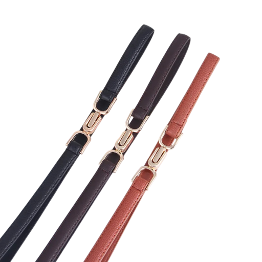 Cinturón estrecho de mujer 95 x 1,5 cm Elegante accesorio de moda Piel sintética Hebilla dorada Cinturón elegante para vestidos Pantalones Faldas Abrigos