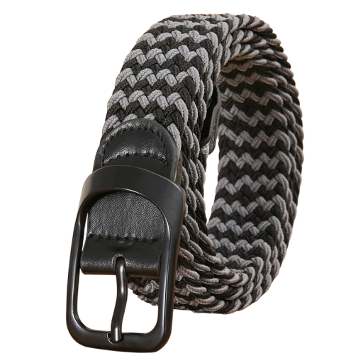 Cinturón tejido negro-gris 110 x 3,2 cm Cinturón elástico para pantalón de hombre con hebilla de aleación Elegante accesorio deportivo Cómodo