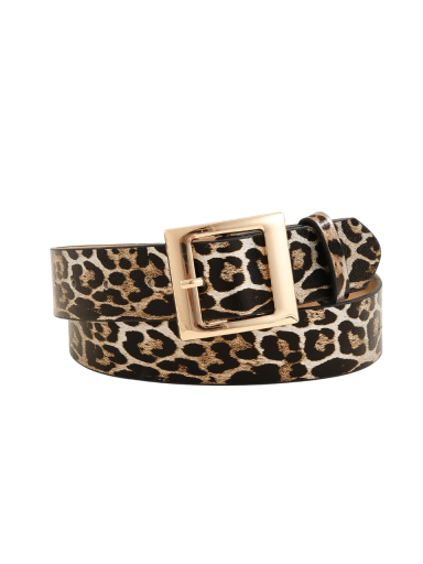 Cinturón vintage con estampado de leopardo para mujer, 3,2 cm, elegante y suave, de piel sintética, accesorio de moda para vestidos y pantalones.