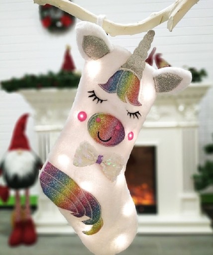 Ciorap strălucitor de Crăciun cu unicorn