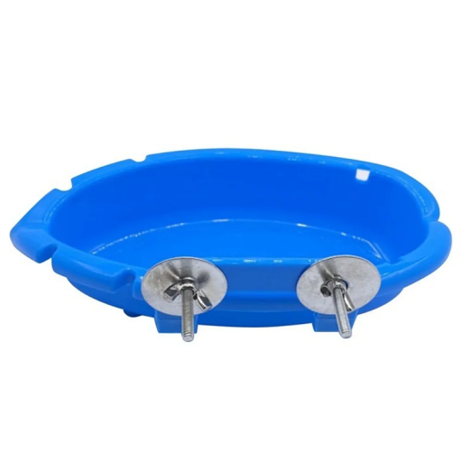 Ciotola sospesa per gabbia degli uccelli 10 x 18 x 4 cm Vassoio blu in plastica per bagno o cibo Ciotola per uccelli Pappagalli Ondulati Accessori per gabbie