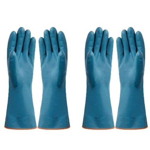 Čisticí rukavice 2 páry nepromokavé silné ochranné rukavice modré pro úklid domácnost kuchyně koupelna ochrana rukou