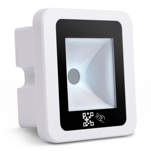 Cititor încorporat de coduri de bare și QR cu RFID 125 kHz EM, 86 × 86 mm, USB, RS232, RS485, Wiegand, alb, pentru controlul accesului și porți