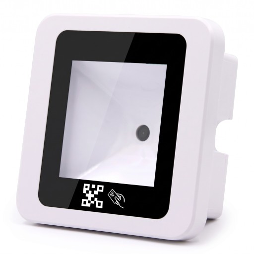 Cititor încorporat QR și coduri de bare cu RFID 13,56 MHz Mifare, 86 × 86 mm, Wiegand USB RS485, alb, pentru controlul accesului și sistemele