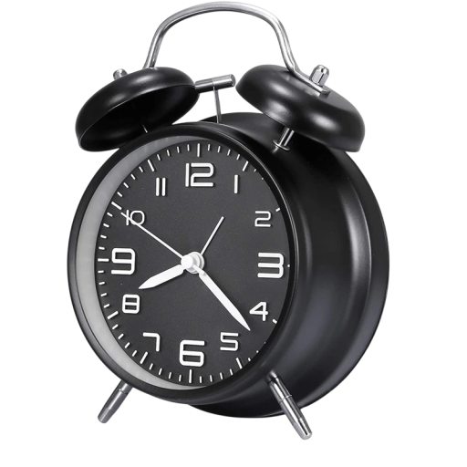 Classic Metal Alarm Clock 16.5 x 10 cm 3D Dial Backlight Battery Operated Analog Desk Clock Retro Design for Bedroom