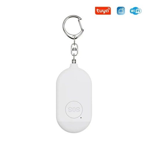 Clei inteligent cu alarmă sonoră de 130 dB B500 cu aplicația Tuya, LED încărcabil, 70 x 36 x 17 mm, alb, pentru siguranța personală