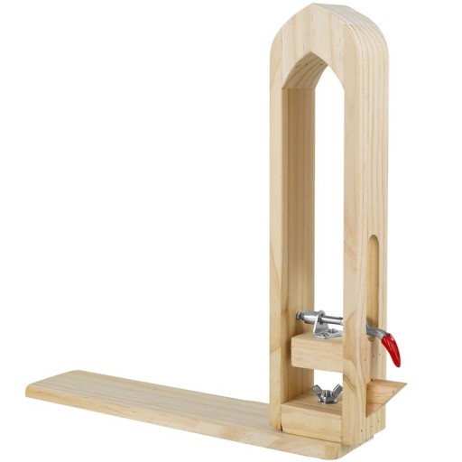 Clema din lemn pentru cusut piele cu prindere prin pârghie 32,5 x 34 cm suport natural pentru lucrări de cizmărie și saddlerie