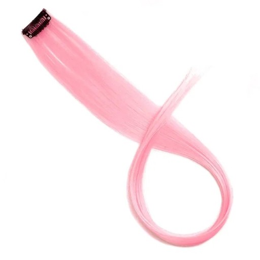 Clip in sintetic pentru extensii de păr 55 cm din fibră rezistentă la temperaturi ridicate, șuviță roz pastel pentru prelungirea părului și stilizarea coafurii femeilor