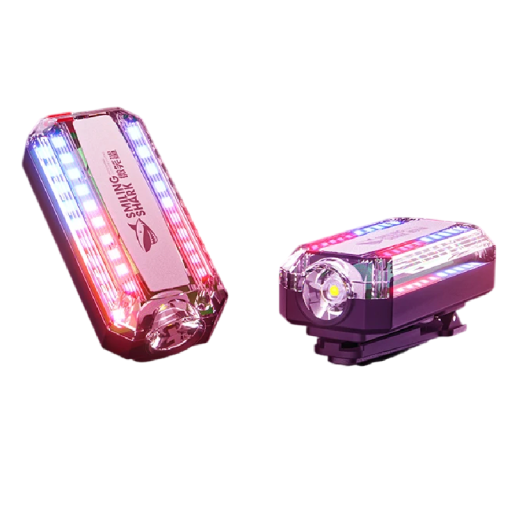 Clip-LED-Taschenlampe JD-008 USB-C wiederaufladbar kompakt mit roten und blauen Blinkmodi und weißem Licht für Sicherheit