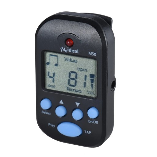 Clip-on metronoom voor gitaar, zwarte digitale tuner en klok met display, draagbare gitaarstemmer op batterijen, muziekaccessoires