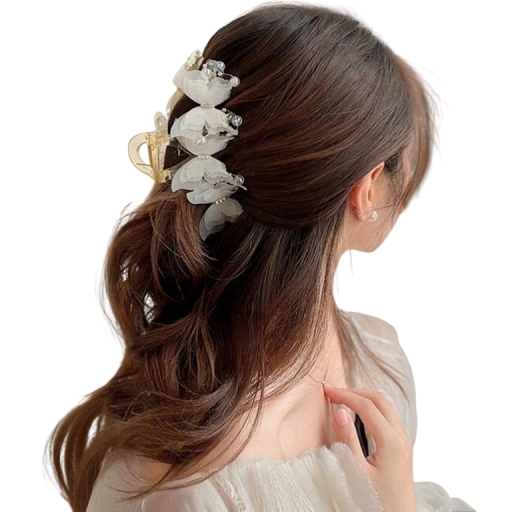 Clip para el cabello de 15,5 cm Sutil pinza de hada con mariposas y cuentas Pinza decorativa elegante para peinados festivos de boda