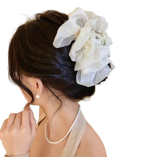 Clip para el cabello de mujer 13,1 cm Lazo de tela voluminoso Ancho del clip 4,5 cm Sostenedor de cabello elegante para moño y peinado festivo