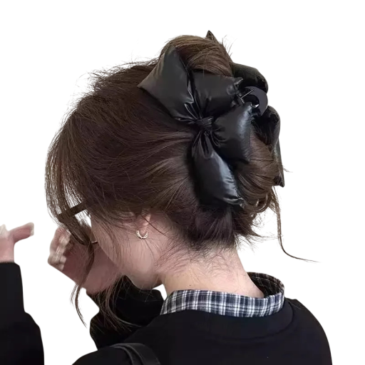 Clip para el cabello de mujer Gran moño Cuero sintético Clip elegante para un agarre firme del cabello Accesorio de moda para peinados diarios y festivos