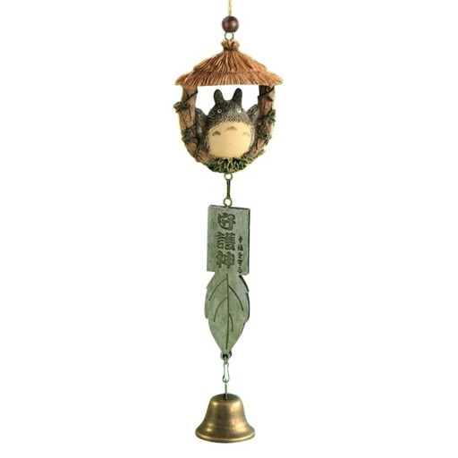 Clopoțel de vânt decorativ suspendat cu figurină și baldachin, aspect de lemn, frunză și clopot, stil japonez
