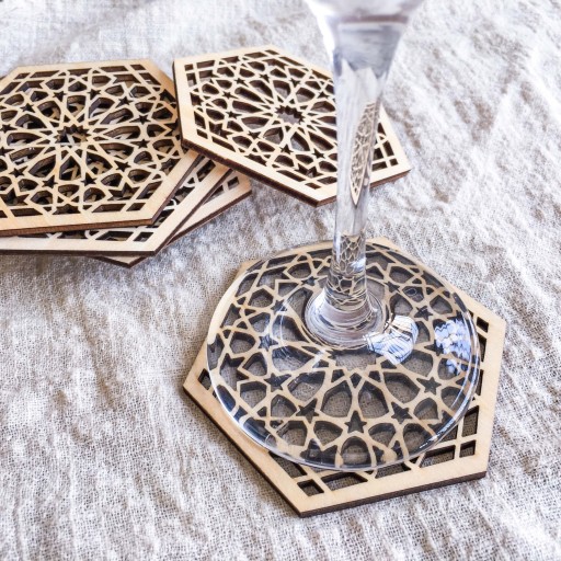 Coaster din lemn sculptat 10 buc