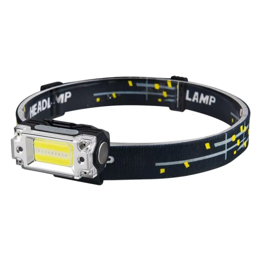COB Headlamp with Motion Sensor and Red LED Light Clip-On Hat Light with Clip and Elastic Strap Outdoor Battery-Powered Torch