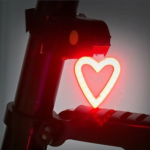 COB LED Red Heart-Shaped Bicycle Rear Light 10 Lumens USB Charging 5 Modes IPX2 Waterproof Saddle Light Long Battery Life