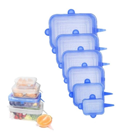 Cobrimentos retangulares de silicone para tigelas 6 pcs