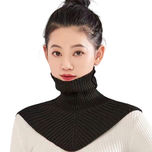 Col faux en tricot pour femmes en coton Accessoire de mode d'hiver Chaud et confortable Protection du cou Col stylé sous un manteau et un pull