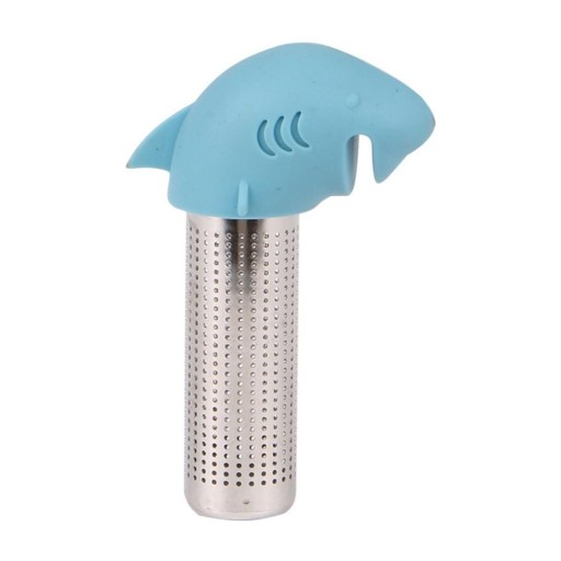 Colador de té de acero inoxidable con forma de tiburón