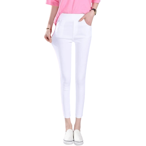 Colanți elastici subțiri pentru femei, cu buzunare. Colanți casual confortabili pentru fiecare zi. Pantaloni strâmți la modă pentru oraș și acasă.