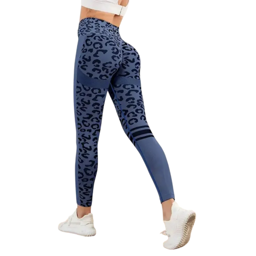 Colanți sport fără sudură pentru femei, elastici, cu talie înaltă, model leopard, cu uscare rapidă, pentru fitness, yoga, antrenament și alergare