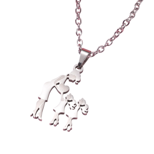 Colar com pendente Mamãe com duas filhas Colar elegante para senhora Símbolo da família Presente para mamãe