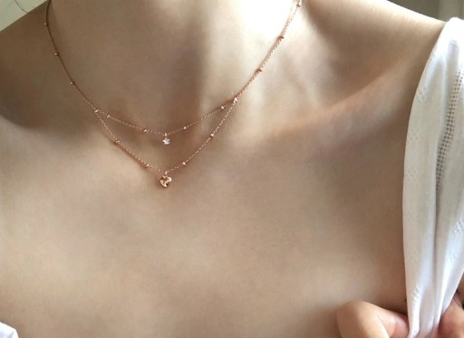 Colar duplo feminino com coração G613