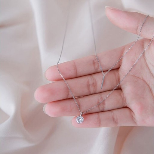 Colar duplo feminino com pendente D591