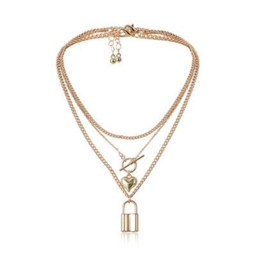 Colar feminino com coração e fecho