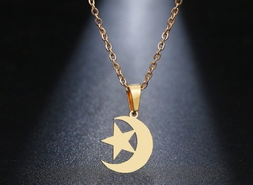 Colar feminino com estrela e lua D358