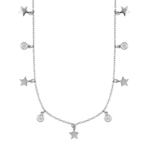 Colar feminino com pedras e estrelas