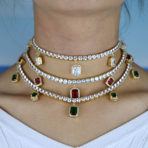 Colar feminino com zircão G794